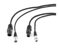 PD Connex 0.5m Combi Power Cable & 3-Pin DMX, Male to Female Connectors for Efficient Daisy-Chaining, Flexible Design with Tie Ideal for Stage Lighting and Event Setups