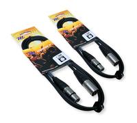 PD Connex 2x CX100-1 3-Pin XLR DMX Lighting Cable - Male/Female 1.5m | Metal connectors, flexible PVC jacket, shielded conductors, close-fixture runs