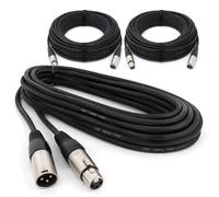 PD Connex 3x 3-Pin DMX Lighting Cable 20m Bundle, Professional DMX XLR Cable Set for Stage Lighting, 3-Pin XLR Male to Female Leads, 120 Ohm Signal Cables