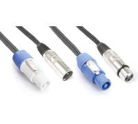 PD Connex CX06-0.50 Combi Power and DMX Cable 3 Pin - 0.5m, Combined Powercon for Efficient Daisy-Chaining, Professional Lighting Setups, Black