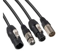 PD Connex CX13-10 Combi Cable 10m - Powercon Cable with 5-Pin DMX for LED Effects, Moving Heads & Wall Washers - Male to Female XLR & TR A to TR B Power Connector - Stage & Event Lighting