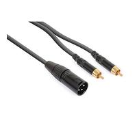 PD Connex CX58-3 Reliable Audio Signal Cable - 3m Professional 3-Pin Male XLR to Dual RCA Phono Stereo Connector Lead for Mixer, Amplifier, Studio Recording & DJ Equipment