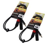 PD Connex Dual XLR to 3.5mm Jack Cable Set 1.5m - Twin Pack Professional Audio Connectors for Mobile DJ, Mixer, MP3 & Studio Equipment (Durable Flexible Cable & Metal Plugs Included)