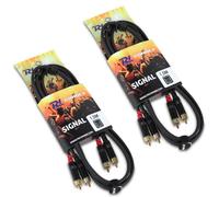PD Connex Professional Twin RCA Phono Signal Cable 1.5m Pair, 2 Pack Stereo Audio Signal Cables with OFC Connectors for Mixer DJ Hi-Fi Amplifier and RCA Audio Setups