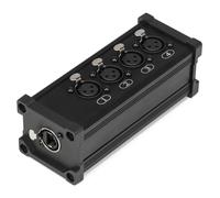 PD Connex RJ45 to 4x XLR Stage Box Converter Female - Audio Loom Snake Solution for DMX, AES/EBU Signals, Robust Aluminium Housing, CAT5 CAT6 CAT7 Compatible, Plug-and-Play Setup, Black