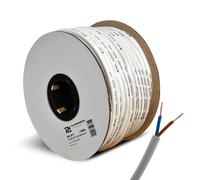 PD Connex RX10W White Double Insulated Ceiling Speaker Cable 2-Core 2x1.5mm^2 on 50m Reel - Heavy Duty Indoor & Outdoor Speaker Wire for 100V Audio Installations
