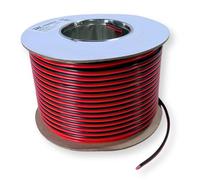 PD Connex RX22 2 Core 1.5mm² Speaker Wire Cable Reel - Black/Red 100m | Red/black figure-8 sheath, 15 AWG stranded CCA, cut-to-length custom runs