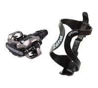PD-M520 Pedals - Black & Zefal Spring Bottle Cage, 1215 - Black