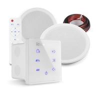 PD MSLP65 Marine Ceiling Speakers with A50W White Wall Amplifier, Bluetooth | USB Media player, Aux input, 20m cable, IPX5 rated, rustproof grilles, wireless remote