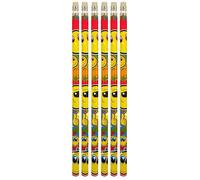 PD Outlet 6 Themed Pencils with Eraser Toppers - Fun and Colourful Stationery for Kids - Perfect Party Bag Fillers and School Supplies (Happy Face)