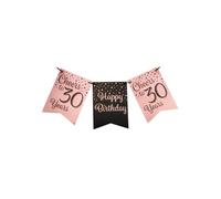 PD-Party 7024005 Party Flag Banner | Birthday | Celebration - 30, Pink/Black, 6m Length x 7.5cm Height