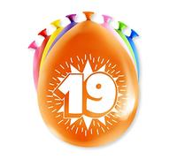 PD-Party 7036553 Happy Party Balloons | Natural Rubber (Latex) | Celebration - 19 Years, Pack of 8, Multicolor, 30cm Length x 30cm Width x 30cm Height