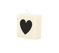 PD-Party 7040046 Black Heart Candle | Party | Decorations | Ambience - Heart (Black), Cream/Black, 4cm Length x 4cm Width x 2cm Height