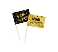 PD-Party - You did it - Cocktail Sticks for Graduation Parties - Decoration Graduation - Graduation Party Decoration - Black Gold - Party Decoration - Banner exam Passed - 50 Pieces
