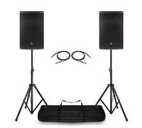 PD PD410P 10" Passive Stereo DJ Speaker System with Adjustable Stands & Cables - Complete PA Setup for DJs, Live Bands, Stage & Events - 800W Peak Power, 400W RMS Output, 8 Ohms