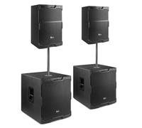 PD PDY210A Active PA System Package with 10-Inch DJ Speakers, 15-Inch Subwoofers, Stands and Cables, Active Subwoofer, Professional Audio Set for Live Performance
