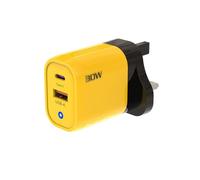 PD Power Adapter Multi Mains Wall 30W 2-Port USB-A/USB-C Fast Charger Plug, PPS Super Charging, Compatible with iPhone 15 Pro Max, Samsung Galaxy S22/S21 Note 20, iPad (Yellow)