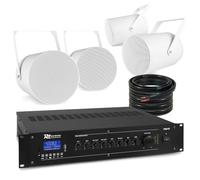 PD PSP5 Sound Projector Outdoor PA System with Amplifier - 4x Speakers | 5.25in projector speakers, IPX5, Bluetooth, USB/SD, 50m speaker cable included
