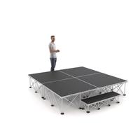 PD X-Lite750 2m x 2m Modular Portable Stage Platform Riser System with Step, Aluminium Deck, 40cm Height, Non-Slip Surface - Complete Lightweight Staging Kit for Event, Hall, School, Performance Use