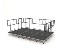 PD X-Lite750 3m x 2m Lightweight Portable Stage Riser System with Railings, Adjustable Aluminium Deck, Modular Outdoor Stage Platform for Events, 20cm Height, Complete Staging Solution