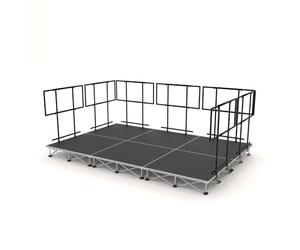 PD X-Lite750 3m x 2m Lightweight Portable Stage Riser System with Railings, Adjustable Aluminium Deck, Modular Outdoor Stage Platform for Events, 20cm Height, Complete Staging Solution