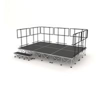 PD X-Lite750 3m x 2m Portable Stage Riser System with 40cm Height, Railings & Steps, Aluminium Modular Kit for Events, Lightweight & Rapid Assembly, Secure Rail, Anti-Slip Deck, 750kg/m² Load