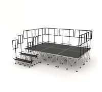 PD X-Lite750 3m x 2m Portable Stage Riser System with Railings and Steps, 60cm Height, Lightweight Aluminium Deck, Modular Setup, Fast Assembly, Secure Railings