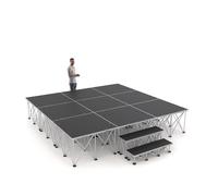 PD X-Lite750 3m x 3m Portable Stage Platform System, 60cm Height, Complete with Anti-Slip Surface, Modular Aluminium Deck, Steps & Clamps, Quick Setup, Professional Portable Staging