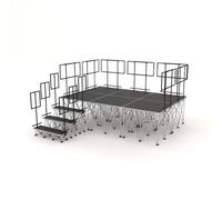 PD X-Lite750 3x2m Portable Stage Riser System, 80cm Height, Complete With Secure Handrails, Non-Slip Decking & Modular Steps, Lightweight Aluminium, Fast-Assembly Design