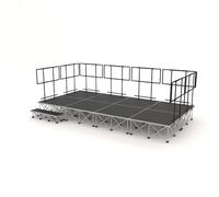 PD X-Lite750 4m x 2m Portable Stage Riser System, Quick Assembly Lightweight Aluminium Platform with Steps & Full Guard Railings, 40cm Height, Anti-Slip Deck, Modular Staging Kit