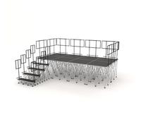 PD X-Lite750 4m x 2m Portable Stage Riser System with Railings and Steps, Lightweight Aluminium Modular Stage Kit, 100cm Height, Anti-Slip Deck, Indoor Outdoor Staging Solution
