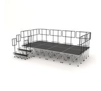 PD X-Lite750 4m x 2m Portable Stage System with Railings & Steps, Lightweight Aluminium Modular Event Riser, 60cm Height, Quick Setup, Anti-Slip, Events Stage System