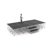 PD X-Lite750 modular portable staging system - 4m x 2m platform with 60cm elevation, steps, and secure leg clamps - lightweight stage riser, anti-slip surface, quick assembly
