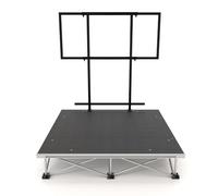 PD X-Lite750 Portable Orchestra Conductor Podium, 1m x 1m Stage, 20cm Adjustable Riser, Steel Safety Handrail, Anti-Slip Surface, Pro Music Stand Platform