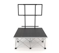 PD X-Lite750 Portable Orchestra Conductor Podium with Handrail - 1m x 1m x 40cm, Lightweight Anti-Slip Platform & Secure Aluminium Frame for Professional Musicians, Schools, and Events