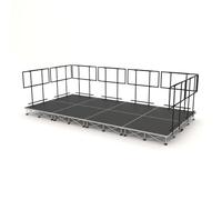 PD X-Lite750 Portable Stage Riser System 4m x 2m x 20cm with Safety Railings, Lightweight Aluminium Deck, Quick Tool-Free Assembly, Non-Slip Surface for Events, Schools, Venues