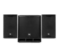 Power Dynamics Active PA Speaker System PD Combo1500-15" Subwoofer, Two 8" Tops, Bluetooth DSP, 1500W Sound Kit for DJs, Venues & Live Music Events