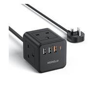 PD20W Cube Extension Lead with 4 USB Slots, Kemelo 4 Way (13A/3250W) Multi Plug Extension Cable with Child Safety UK Desktop Power Extension Socket,1.5M Extension Cords for Home Dorm Office