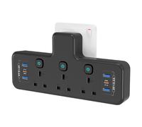 PD40W Total USB C Slots, 9 in 1 Multi Plug Adapter with 6 USB, PASSUS 3 Way Plug Extension Socket with Independent Switches, 13A UK Wall Adaptor Built-in Surge Protector for Home, Office, Kitchen