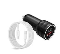 PD40W USB C Car Phone Charger for iPhone 17 16 15 iPad Samsung Xiaomi Google SuperVooc PPS QC3.0 12V 2 Port USB socket for Oppo OnePlus tablet Cigarette Lighter adapter (car charger add cable 1.5m)