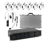 Power Dynamics PD PD528B UHF Wireless Microphone System with 8 Bodypacks, Wireless Headset and Lapel Microphones, 100 Channels, USB Rechargeable, Ideal for Performances and Events