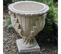 PDA Extra Large White Cast 'New Leaves' Pot With Stylish Leaf Design