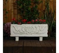 PDA Medium size Tulip design White Stone Planter Trough