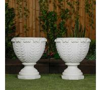 PDA Pair of Large Roman style White Stone Vases