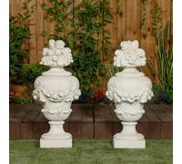 PDA Pair of Large White Stone Cast Fruit Design Finials