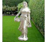 PDA Tall Stone Cast Lady Carrying Baskets of Grapes Fountain Statue