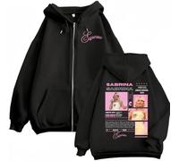 Pdaidou Hoodie Sa-bri-na Singer Tour Ca-rpen-ter Cartoon Pattern Zip Up Sweatshirt Fashionable Casual Zip Up Sweatshirt for Men and Women Hip Hop Street Style Oversized Black Pullover-Black&C||x_s