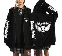 Pdaidou Hoodies Tokio Rock Band Hotel Cartoon Print Fashion Pullovers Men's and Women's Large Size Zipper Sweatshirts Hip Hop Jackets Y2k Black Jackets XS~3XL-Black&02||s