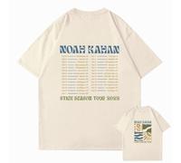 Pdaidou Short Sleeve Summer Round Neck Cotton T-Shirt Children's Large Size Sweatshirt No-ah Singer Tour Cartoon Ka-han Print Shirt XS~3XL-Khaki||l