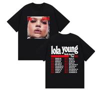 Pdaidou T Shirt Lola Young Album Peripheral Cartoon Pattern Short Sleeve Men's and Women's Retro Summer Casual Sweatshirt Large Size Top-Black||s